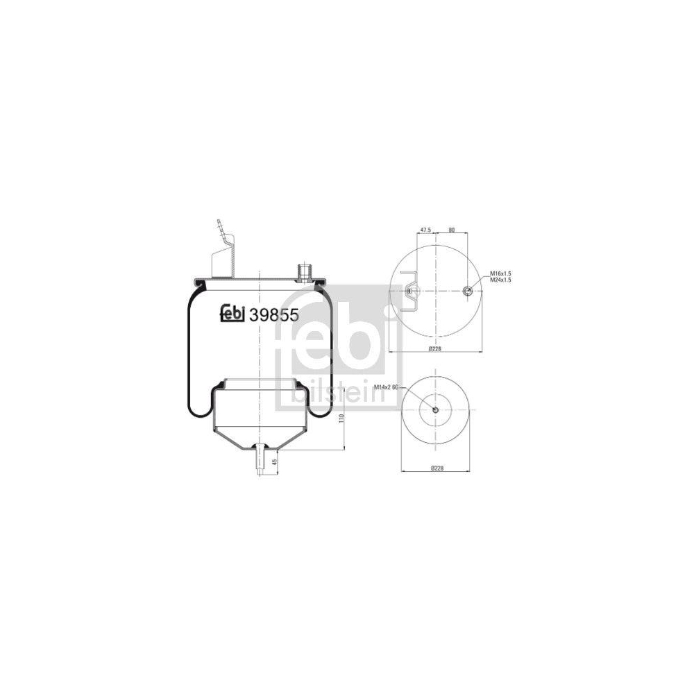 Federbalg, Luftfederung FEBI BILSTEIN 39855 für VOLVO, Hinterachse links