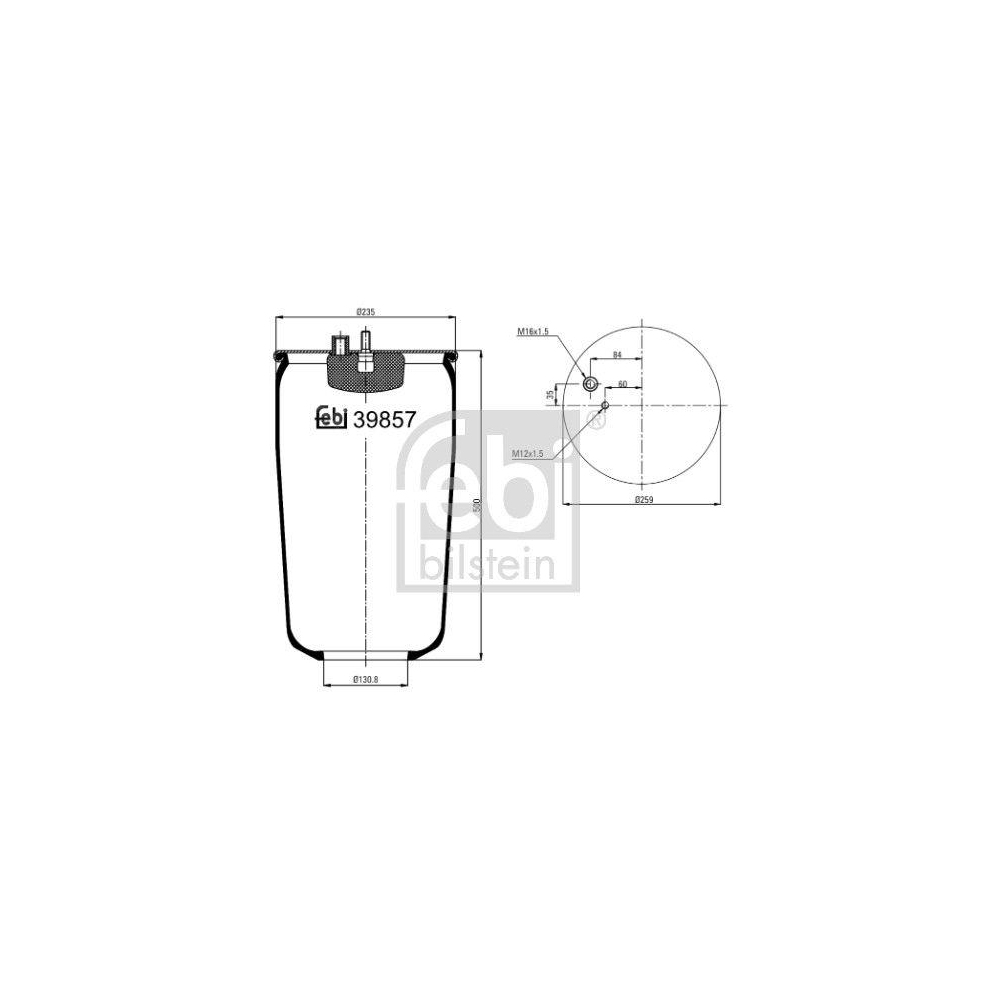 Federbalg, Luftfederung FEBI BILSTEIN 39857 für MAN, Hinterachse links