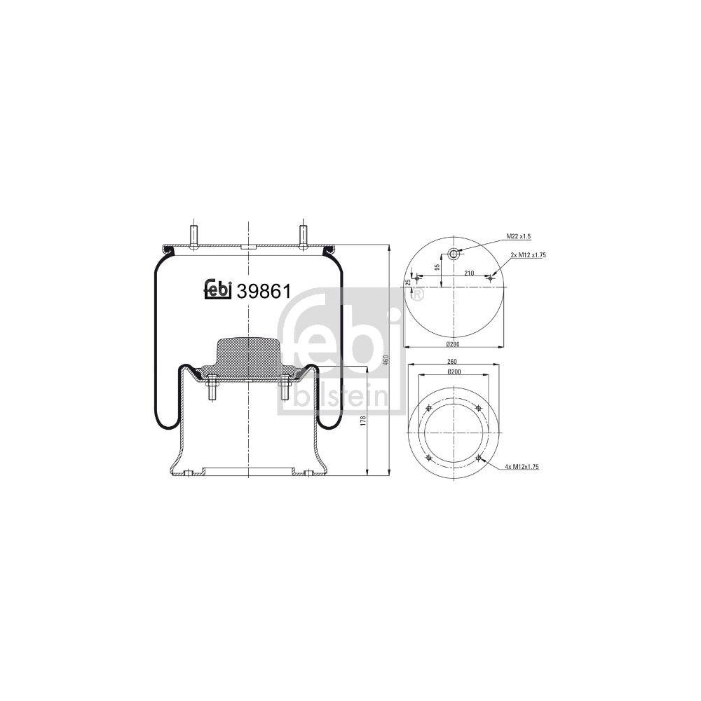 FEBI BILSTEIN Federbalg, Luftfederung 39861 für SCANIA SCHMITZ CARGOBULL VALX