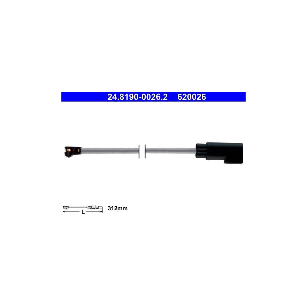 Warnkontakt, Bremsbelagverschlei&szlig; ATE 24.8190-0026.2 f&uuml;r, Vorderachse
