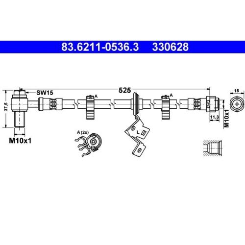 Bremsschlauch ATE 83.6211-0536.3 f&uuml;r, Vorderachse links