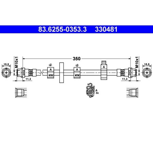 Bremsschlauch ATE 83.6255-0353.3 f&uuml;r, Vorderachse links