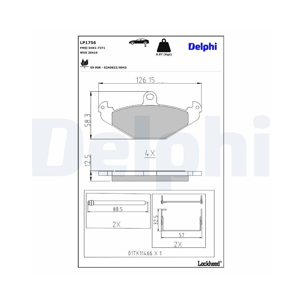 DELPHI LP1756 Bremsbelagsatz, Scheibenbremse f&uuml;r OPEL VAUXHALL LOTUS TESLA