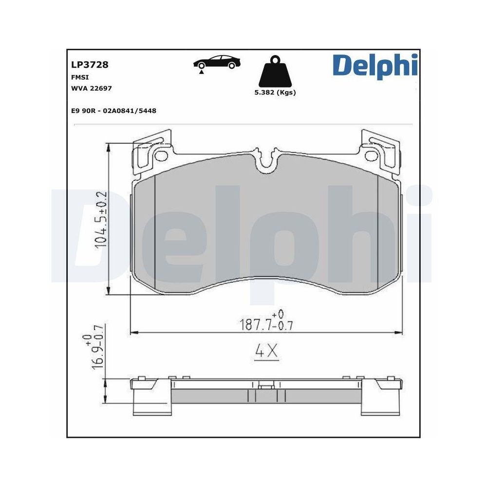 DELPHI LP3728 Bremsbelagsatz, Scheibenbremse f&uuml;r MERCEDES-BENZ, Vorderachse