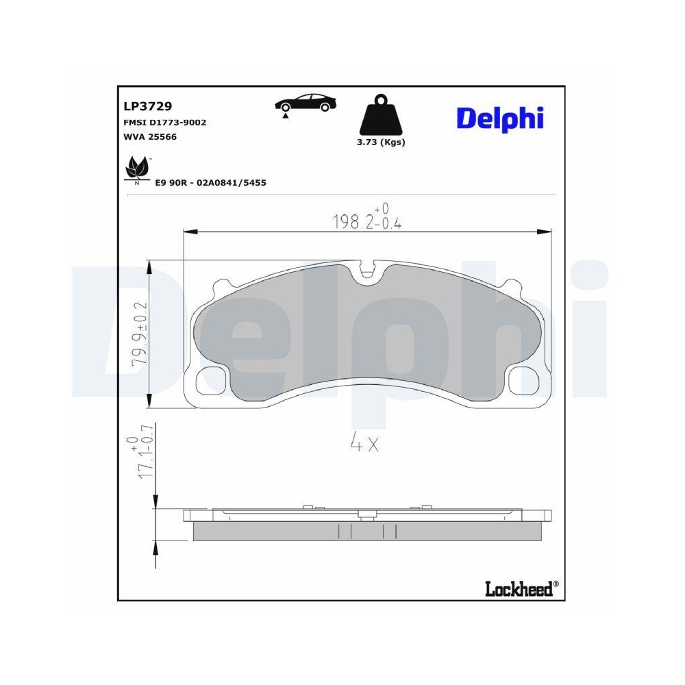 DELPHI LP3729 Bremsbelagsatz, Scheibenbremse f&uuml;r PORSCHE, Vorderachse