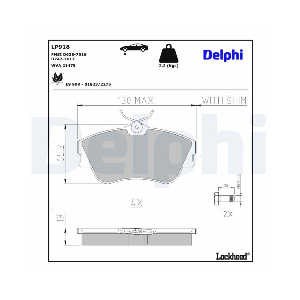 DELPHI LP918 Bremsbelagsatz, Scheibenbremse f&uuml;r VW, Vorderachse