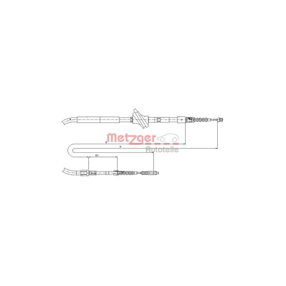 Seilzug, Feststellbremse METZGER AUTOTEILE 10.7583 f&uuml;r AUDI, hinten links