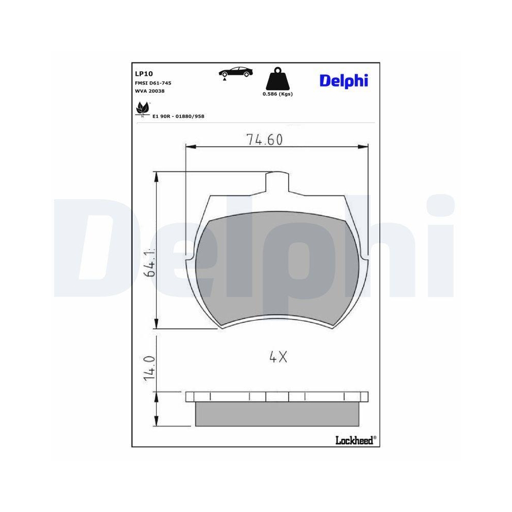DELPHI LP10 Bremsbelagsatz, Scheibenbremse f&uuml;r AUSTIN MG ROVER VAUXHALL