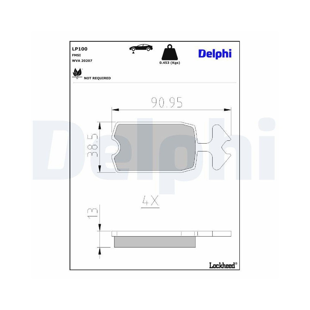 DELPHI LP100 Bremsbelagsatz, Scheibenbremse f&uuml;r CITRO&Euml;N ROVER LEYLAND DAF