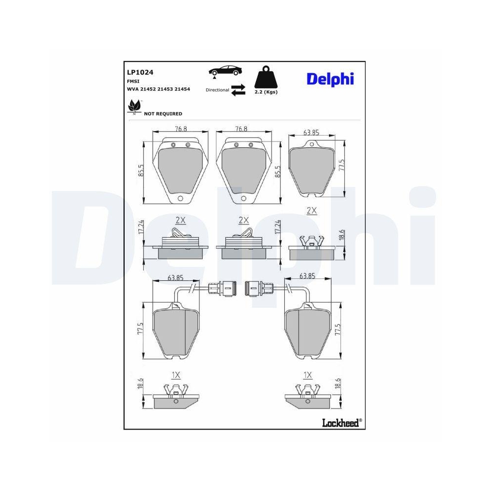 DELPHI LP1024 Bremsbelagsatz, Scheibenbremse f&uuml;r AUDI, Vorderachse