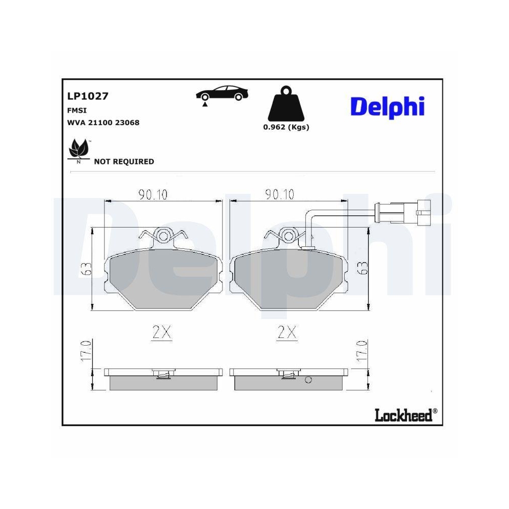DELPHI LP1027 Bremsbelagsatz, Scheibenbremse f&uuml;r FSO, Vorderachse