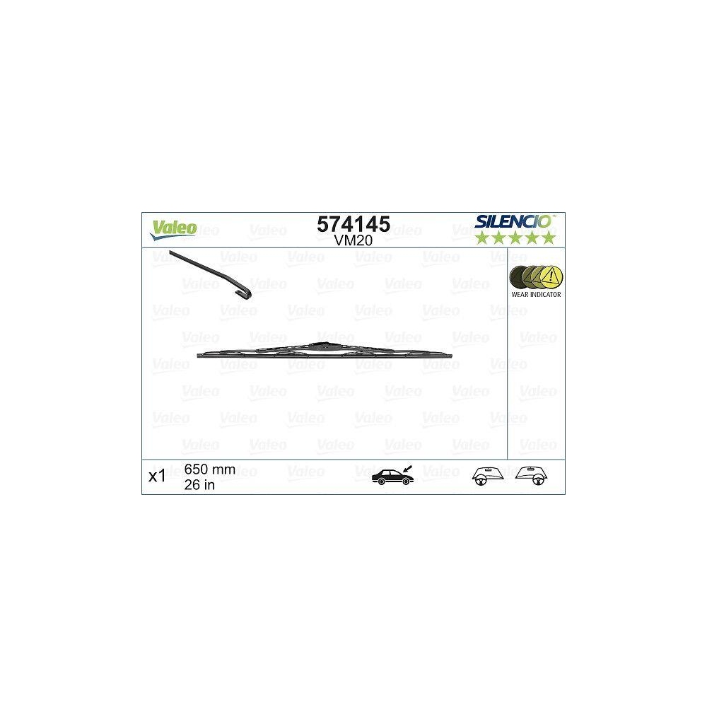 Wischblatt VALEO 574145 SILENCIO CONVENTIONAL SINGLE für FORD NISSAN OPEL TOYOTA