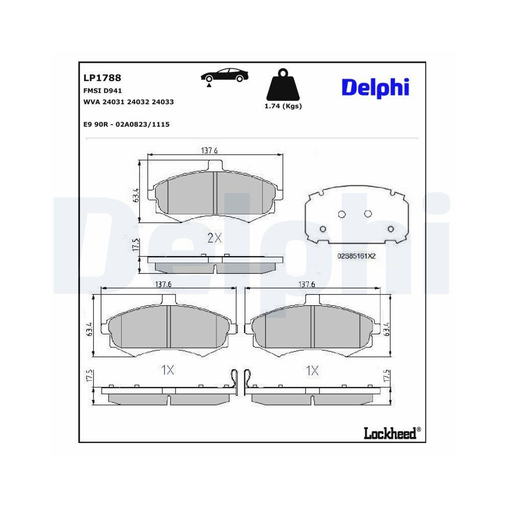 DELPHI LP1788 Bremsbelagsatz, Scheibenbremse f&uuml;r HYUNDAI KIA HYUNDAI (BEIJING)