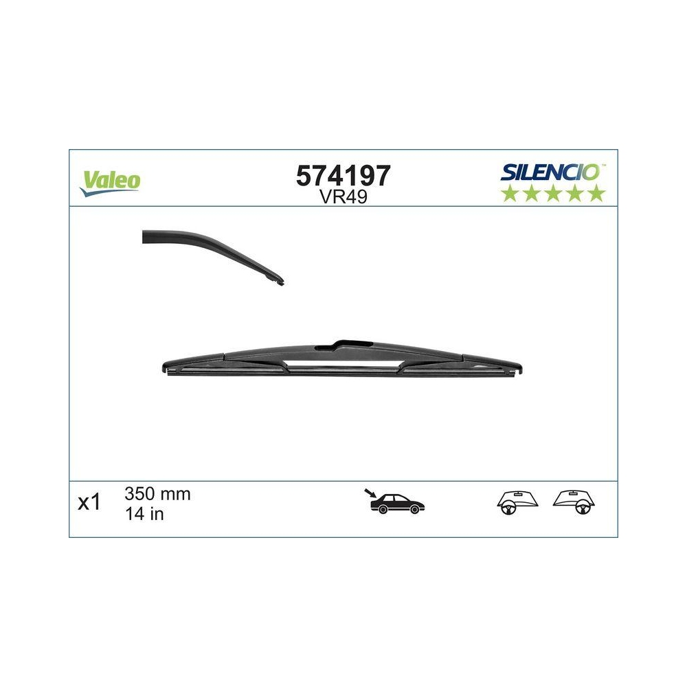 Wischblatt VALEO 574197 SILENCIO REAR für BMW CITROËN FORD MERCEDES-BENZ NISSAN