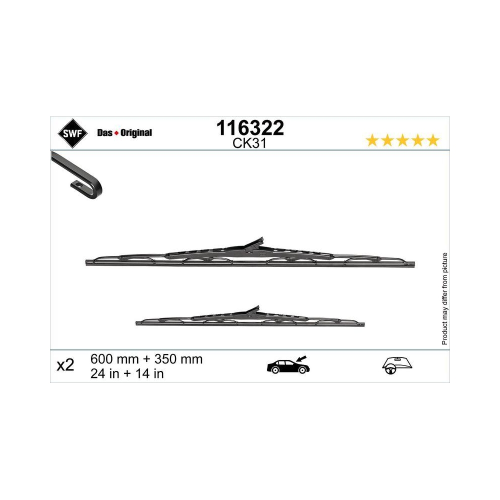 Wischblatt SWF 116322 DAS ORIGINAL SET für OPEL, vorne