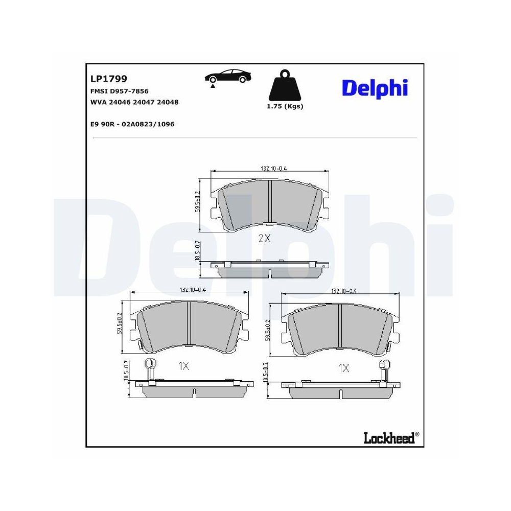 DELPHI LP1799 Bremsbelagsatz, Scheibenbremse f&uuml;r MAZDA, Vorderachse