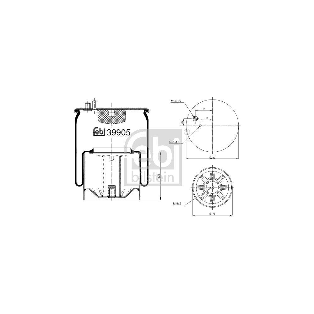 FEBI BILSTEIN Federbalg, Luftfederung 39905 für MAN, Hinterachse links