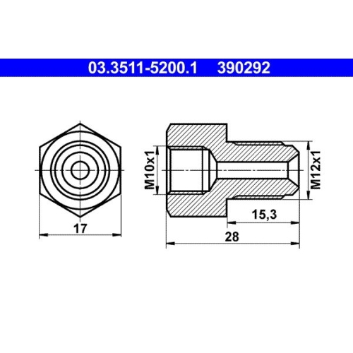Adapter, Bremsleitung ATE 03.3511-5200.1 f&uuml;r HANOMAG MAGIRUS-DEUTZ MERCEDES-BENZ