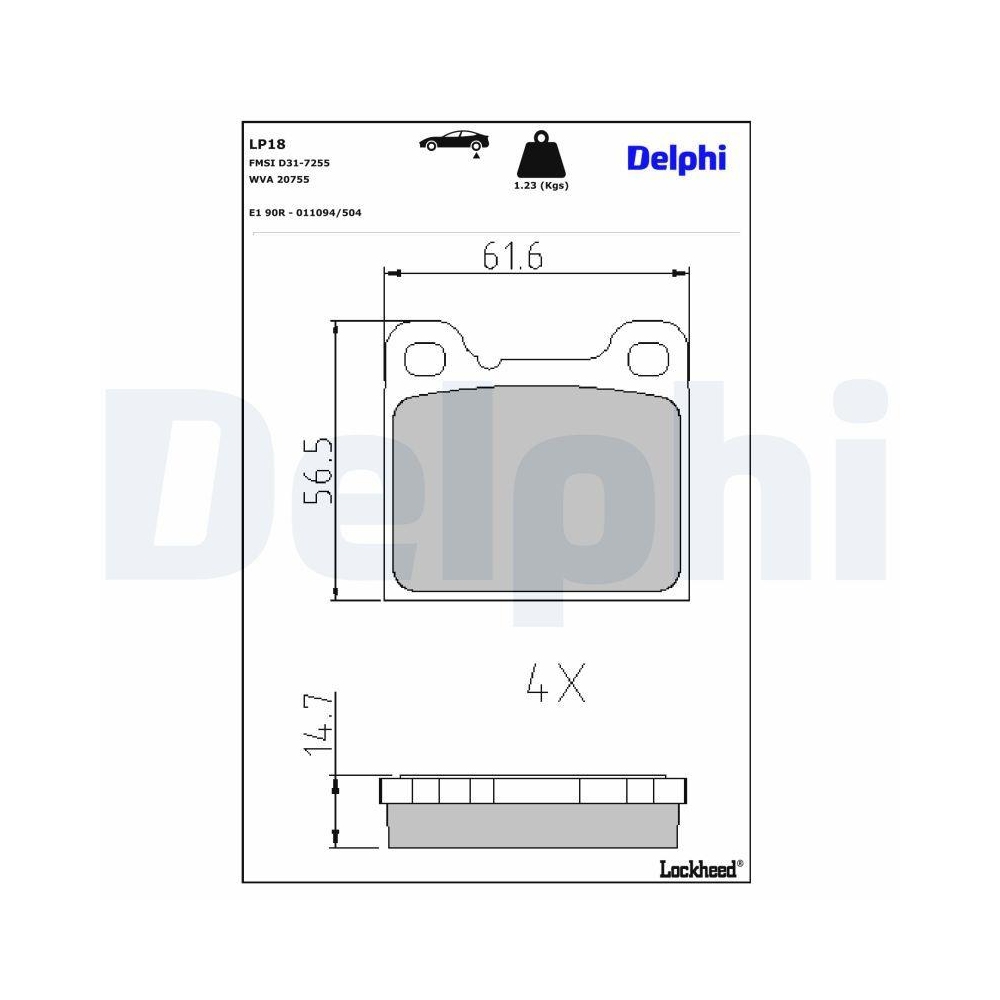 DELPHI LP18 Bremsbelagsatz, Scheibenbremse für ALFA ROMEO AUDI BMW FIAT FORD VW