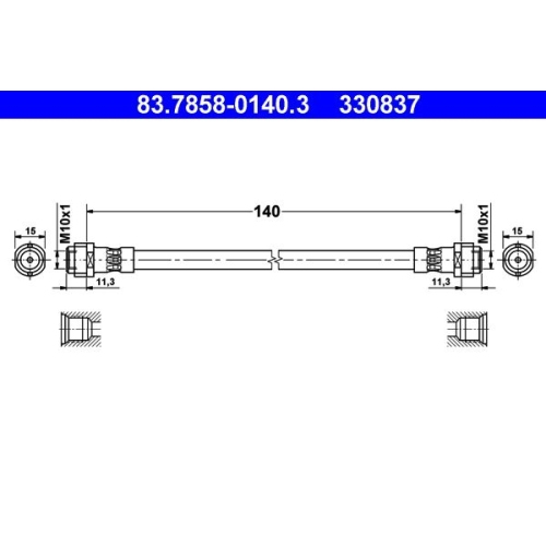 Bremsschlauch ATE 83.7858-0140.3 f&uuml;r, Hinterachse, innen
