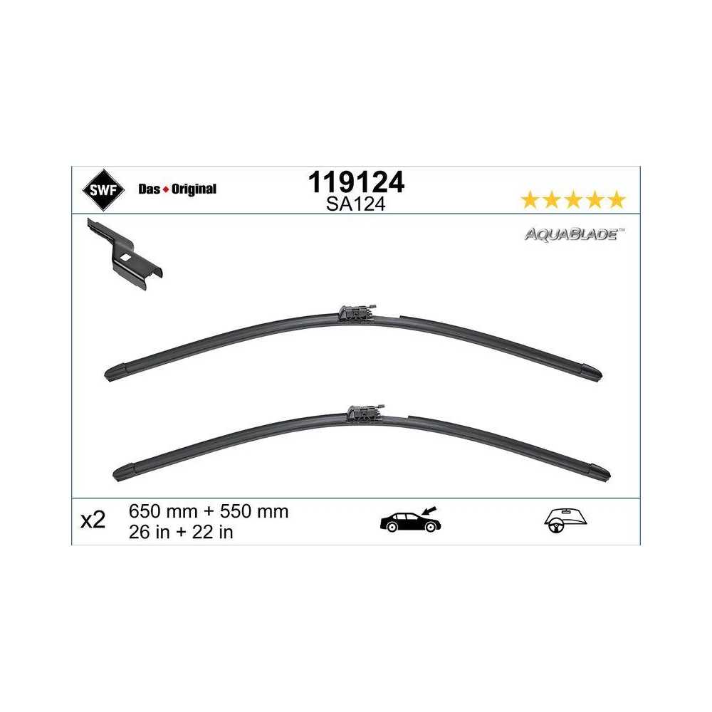 Wischblatt SWF 119124 DAS ORIGINAL AQUABLADE für MERCEDES-BENZ, vorne