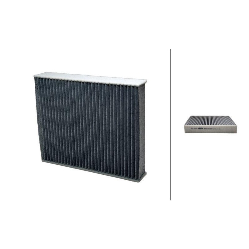 HELLA 8ZC 366 121-521 Filter, Innenraumluft f&uuml;r PORSCHE, au&szlig;en, innen