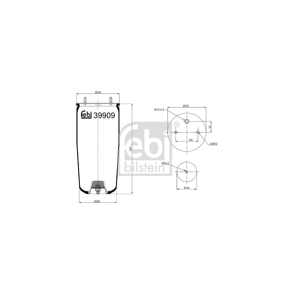 Federbalg, Luftfederung FEBI BILSTEIN 39909 für BPW SCHMITZ CARGOBULL