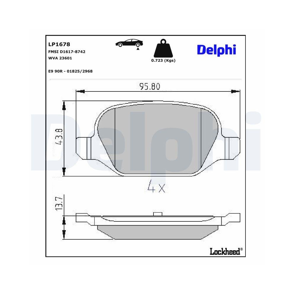 DELPHI LP1678 Bremsbelagsatz, Scheibenbremse f&uuml;r FIAT LADA LANCIA ABARTH