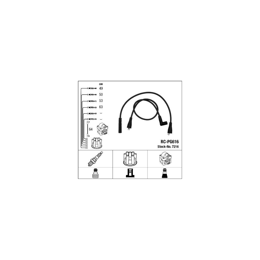 Z&uuml;ndleitungssatz NGK 7216 f&uuml;r, f&uuml;r Fahrzeuge mit Z&uuml;ndverteiler