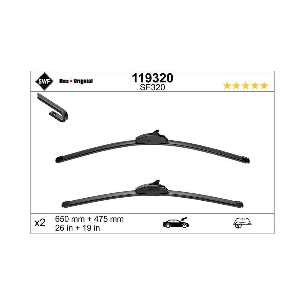 Wischblatt SWF 119320 DAS ORIGINAL SET für NISSAN, vorne