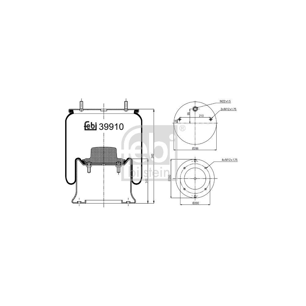 Federbalg, Luftfederung FEBI BILSTEIN 39910 für SAF SCHMITZ CARGOBULL