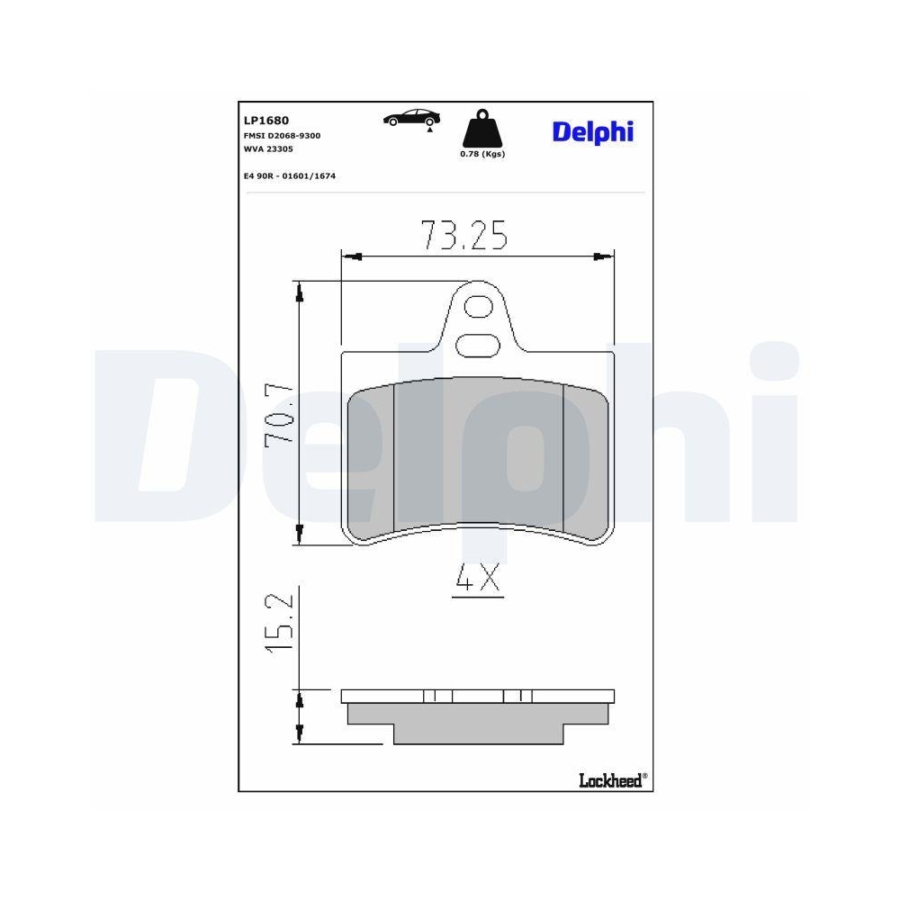 DELPHI LP1680 Bremsbelagsatz, Scheibenbremse f&uuml;r CITRO&Euml;N, Hinterachse