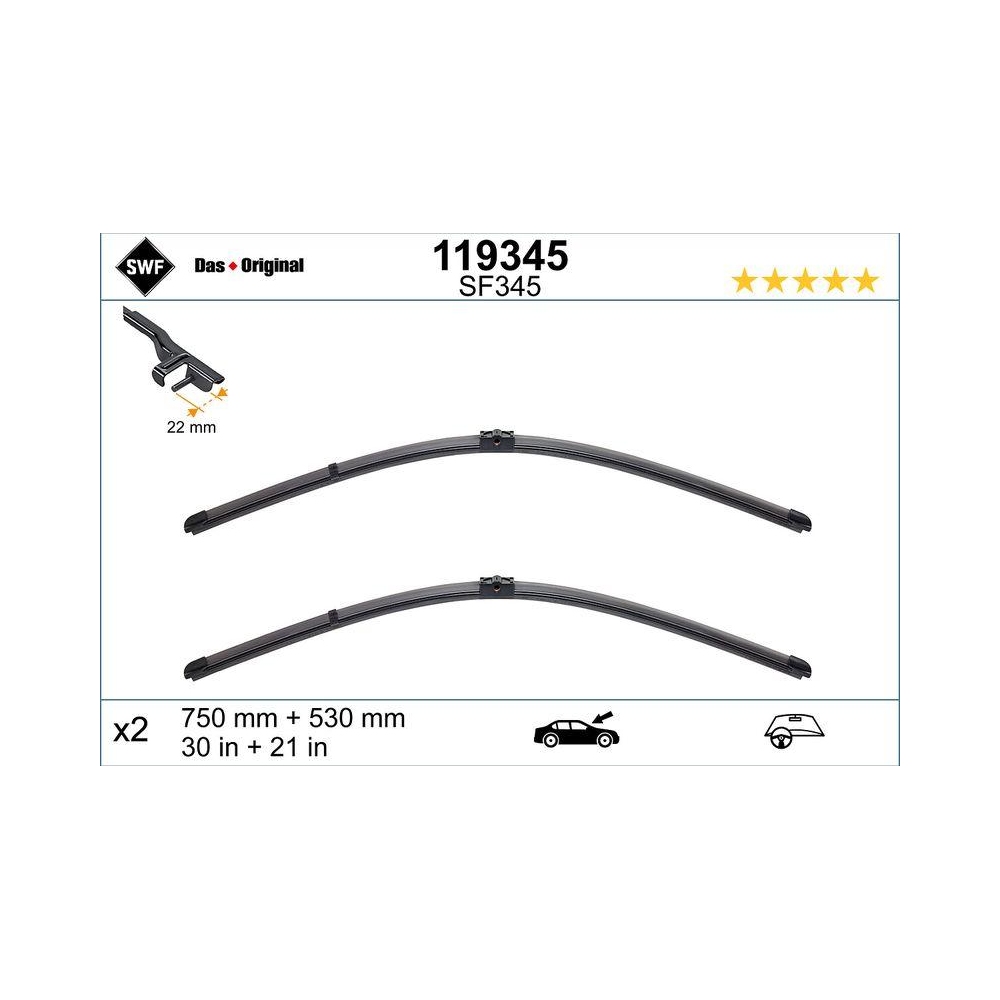 Wischblatt SWF 119345 DAS ORIGINAL SET für BMW, vorne