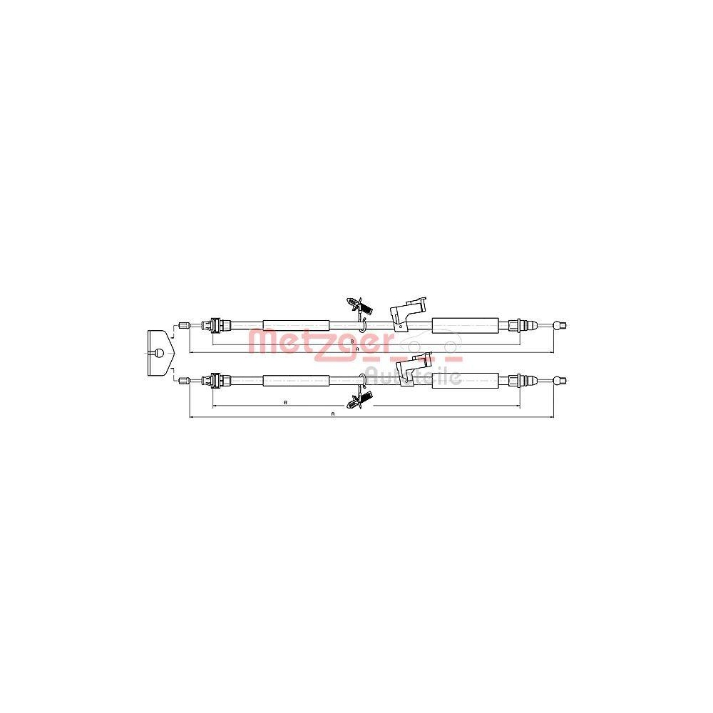 Seilzug, Feststellbremse METZGER 10.5368 f&uuml;r FORD, hinten