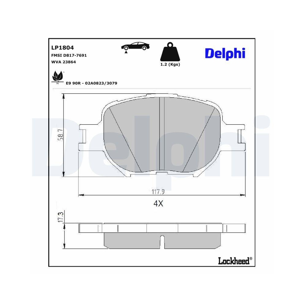 DELPHI LP1804 Bremsbelagsatz, Scheibenbremse für TOYOTA TOYOTA (FAW)