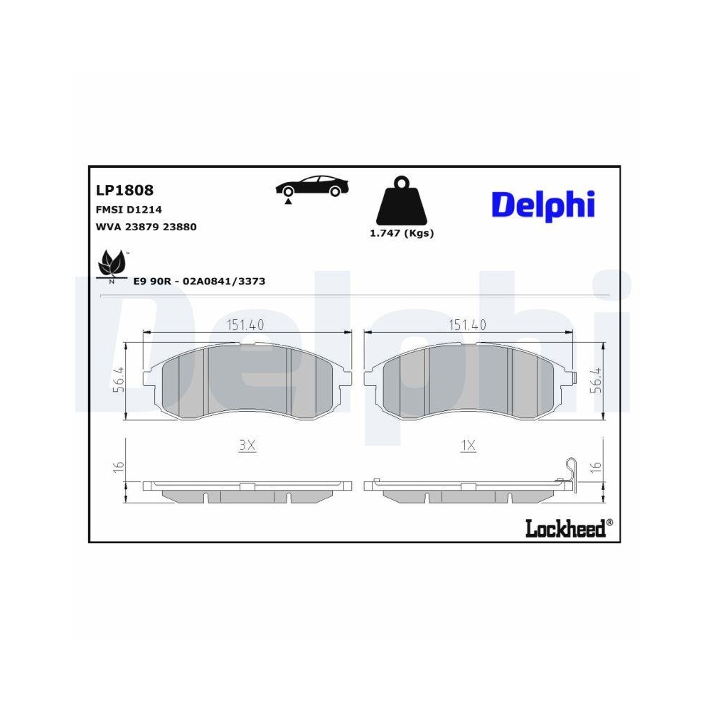 DELPHI LP1808 Bremsbelagsatz, Scheibenbremse f&uuml;r MITSUBISHI, Vorderachse