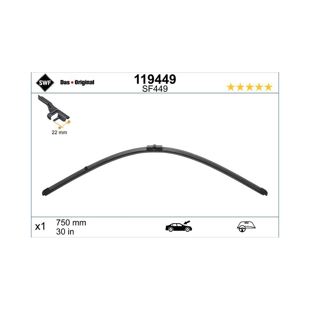 Wischblatt SWF 119449 DAS ORIGINAL SINGLE für AUDI, mitte