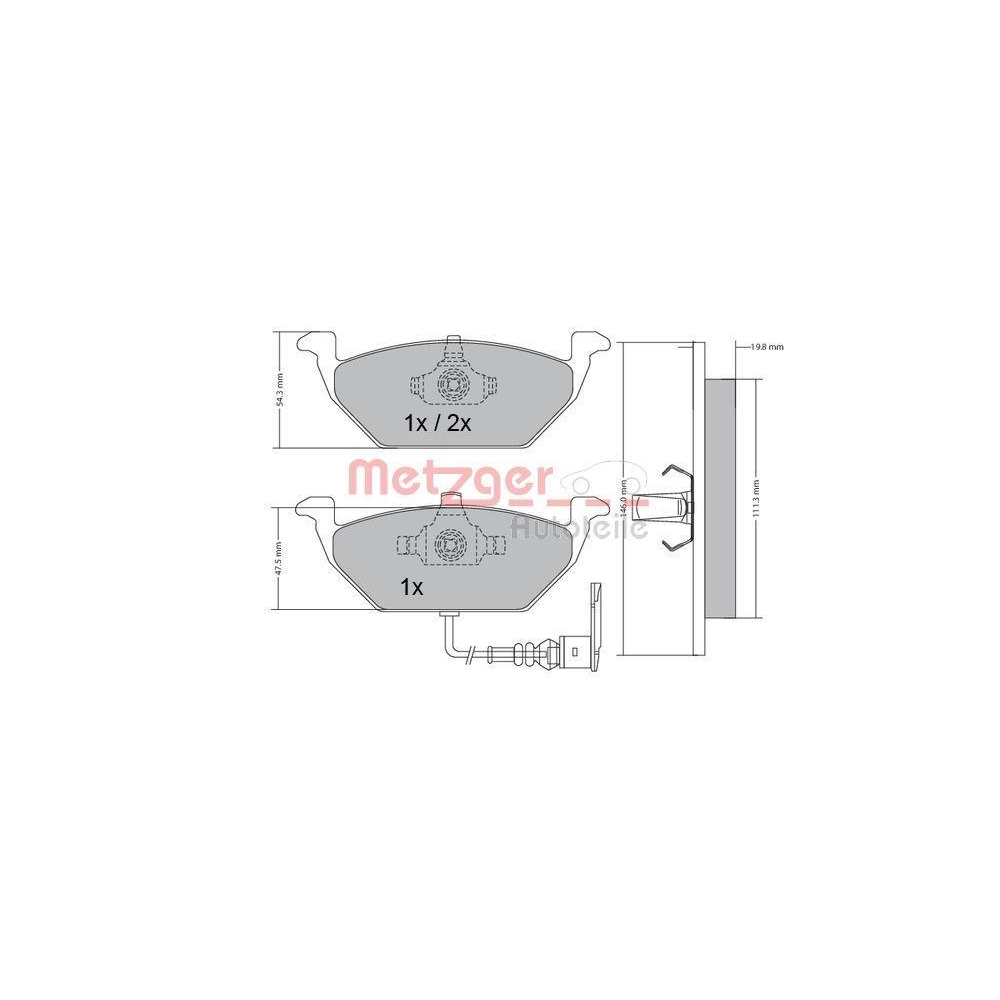 Bremsbelagsatz, Scheibenbremse METZGER 1170002 GREENPARTS f&uuml;r VAG, Vorderachse