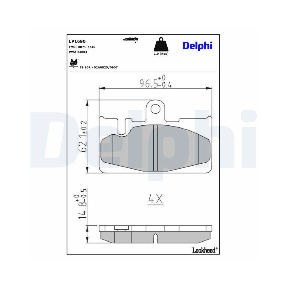 DELPHI LP1690 Bremsbelagsatz, Scheibenbremse f&uuml;r TOYOTA LEXUS, Hinterachse