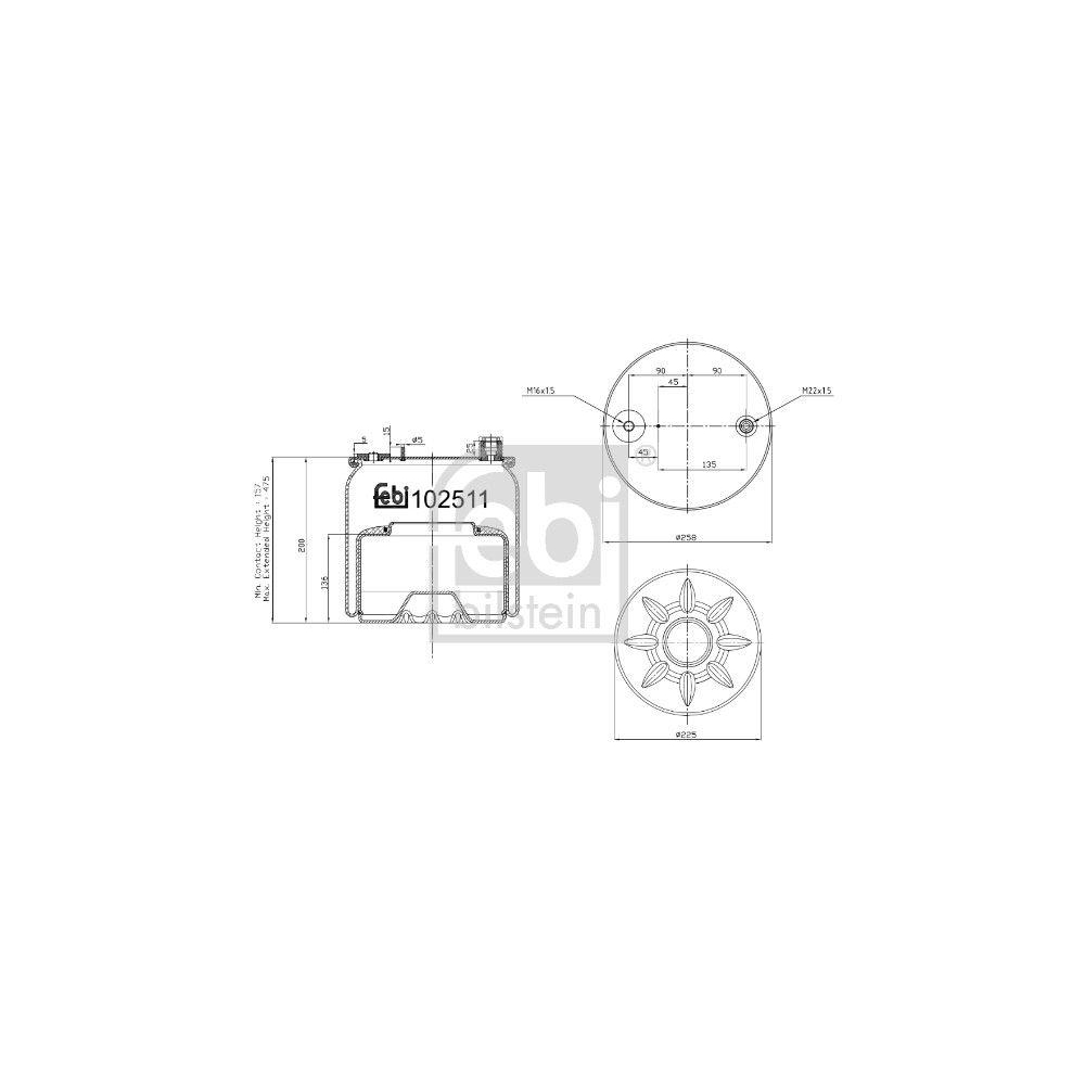 Federbalg, Luftfederung FEBI BILSTEIN 102511 für MERCEDES-BENZ, Hinterachse