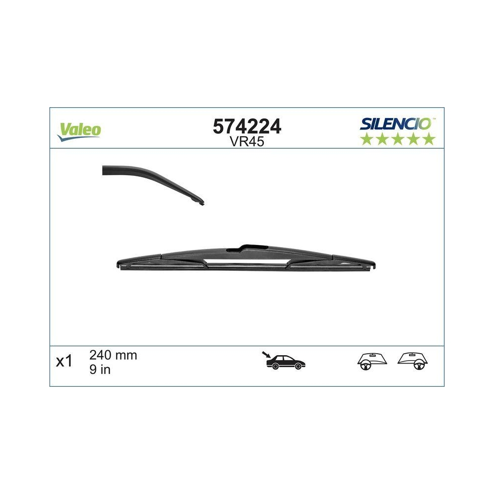 Wischblatt VALEO 574224 SILENCIO REAR für BMW CITROËN MINI DS, hinten
