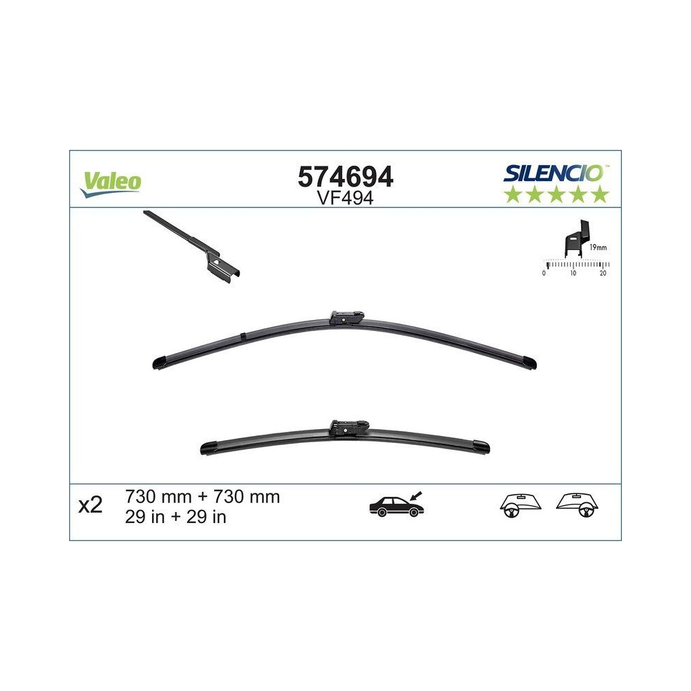 Wischblatt VALEO 574694 SILENCIO FLAT BLADE SET für FORD, vorne
