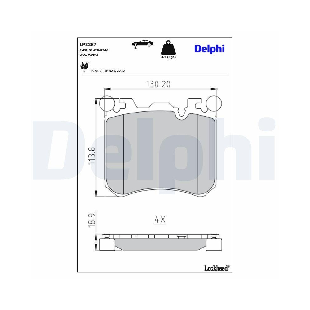 DELPHI LP2287 Bremsbelagsatz, Scheibenbremse f&uuml;r BMW, Vorderachse