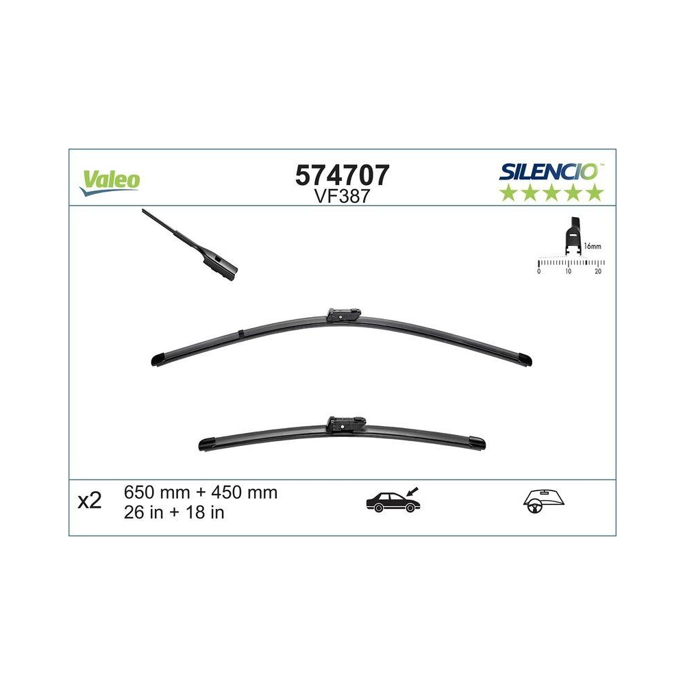 Wischblatt VALEO 574707 SILENCIO FLAT BLADE SET für ALFA ROMEO AUDI SEAT SKODA