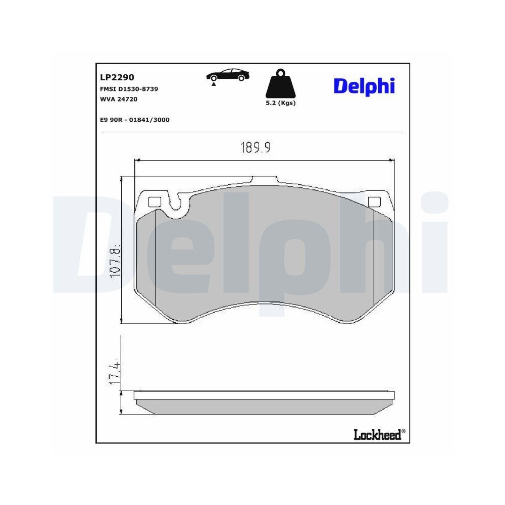 DELPHI LP2290 Bremsbelagsatz, Scheibenbremse f&uuml;r MERCEDES-BENZ, Vorderachse