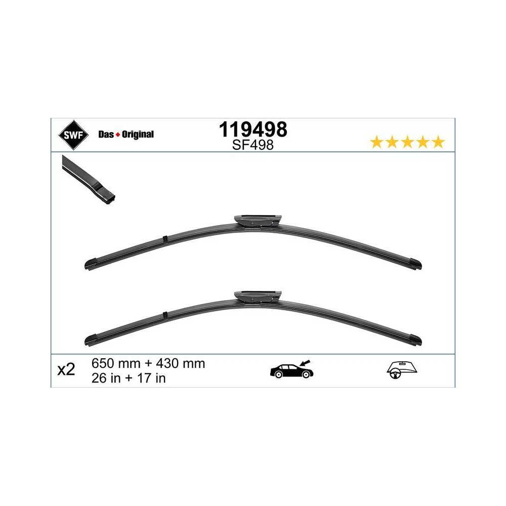 Wischblatt SWF 119498 DAS ORIGINAL SET für CITROËN, vorne