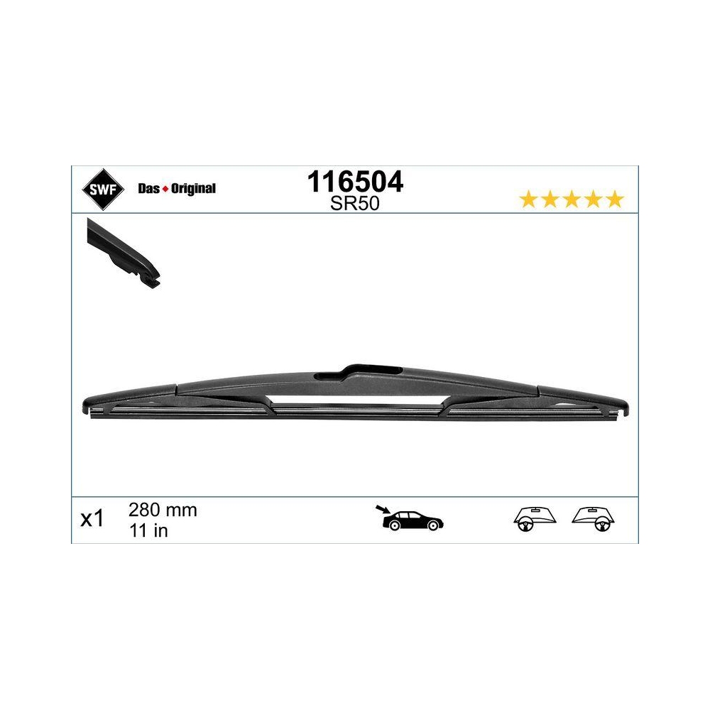 Wischblatt SWF 116504 DAS ORIGINAL REAR für CITROËN OPEL PEUGEOT RENAULT DS