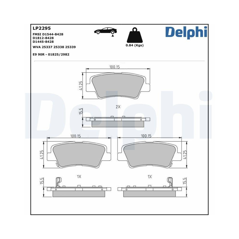 DELPHI LP2295 Bremsbelagsatz, Scheibenbremse für SSANGYONG HYUNDAI KIA KIA (DYK)