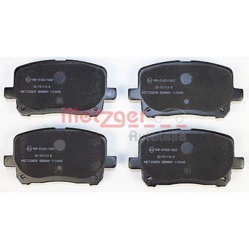 Bremsbelagsatz, Scheibenbremse METZGER 1170495 f&uuml;r TOYOTA, Vorderachse