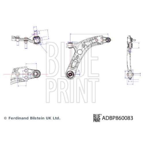 Lenker, Radaufh&auml;ngung BLUE PRINT ADBP860083 f&uuml;r HYUNDAI KIA, Vorderachse rechts